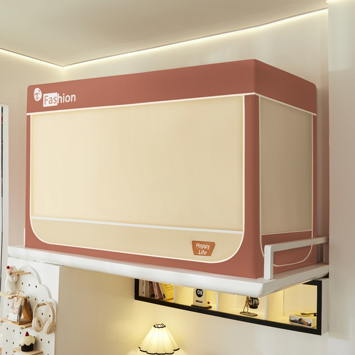 91家纺网 家纺一手货源 找家纺 澳萝拉 2025新款纯色梭织遮光床帘学生宿舍上下铺蚊帐-无涂层不覆膜 蔷薇红+卡其