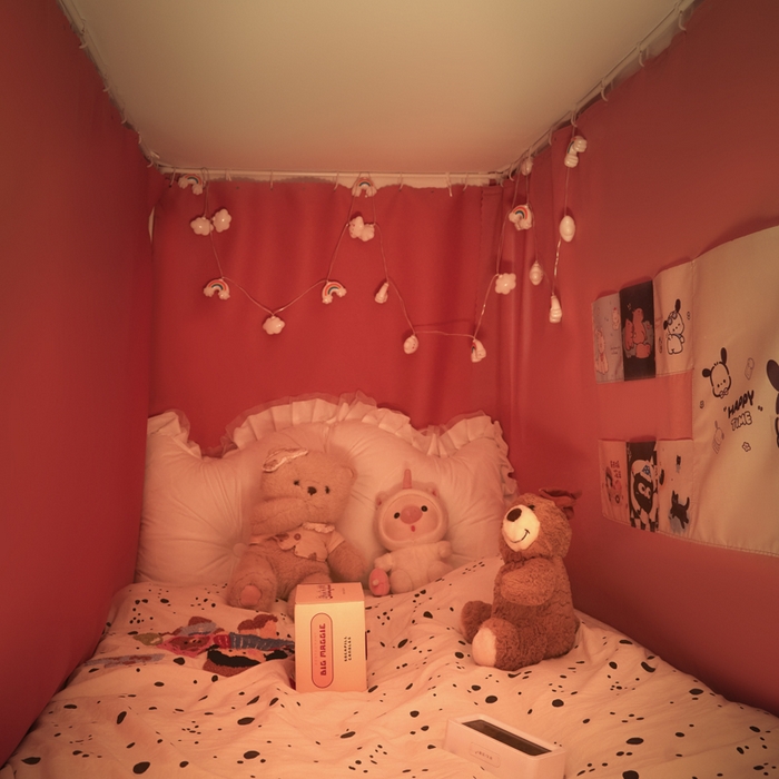 91家纺网 家纺一手货源 找家纺 澳萝拉 2025新款纯色梭织遮光床帘学生宿舍上下铺蚊帐-无涂层不覆膜 蔷薇红