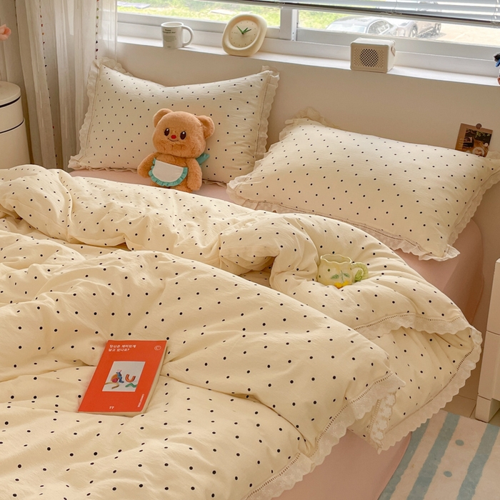 91家纺网 家纺一手货源 找家纺 玉海棠家纺 2025新款云感双层纱花边四件套 花边-初恋