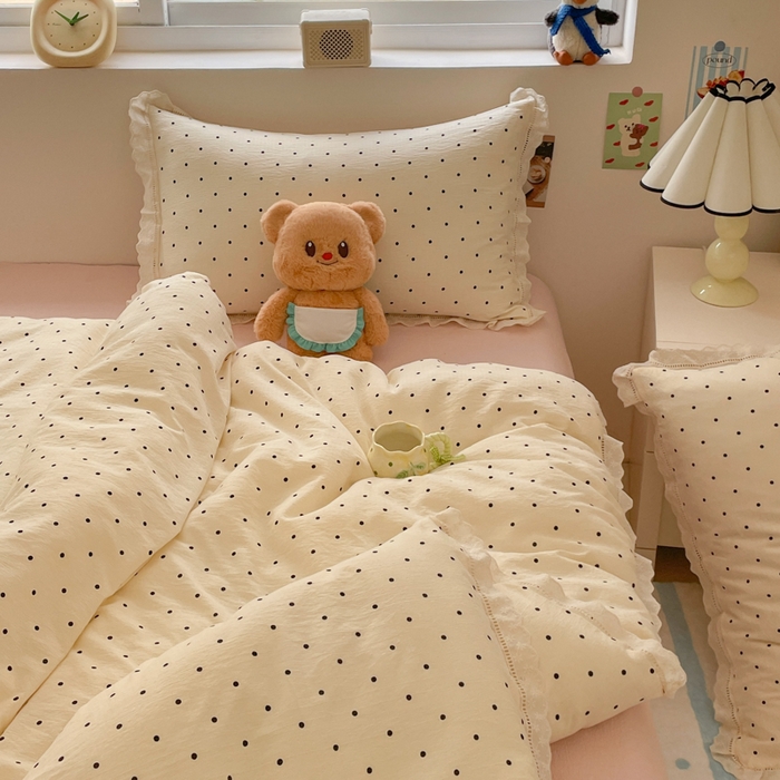 91家纺网 家纺一手货源 找家纺 玉海棠家纺 2025新款云感双层纱花边四件套 花边-初恋