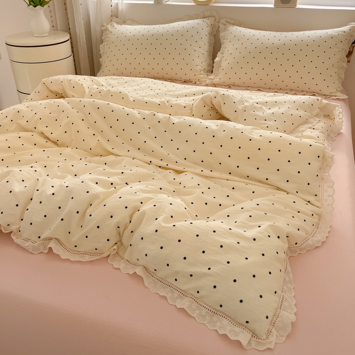 91家纺网 家纺一手货源 找家纺 玉海棠家纺 2025新款云感双层纱花边四件套 花边-初恋