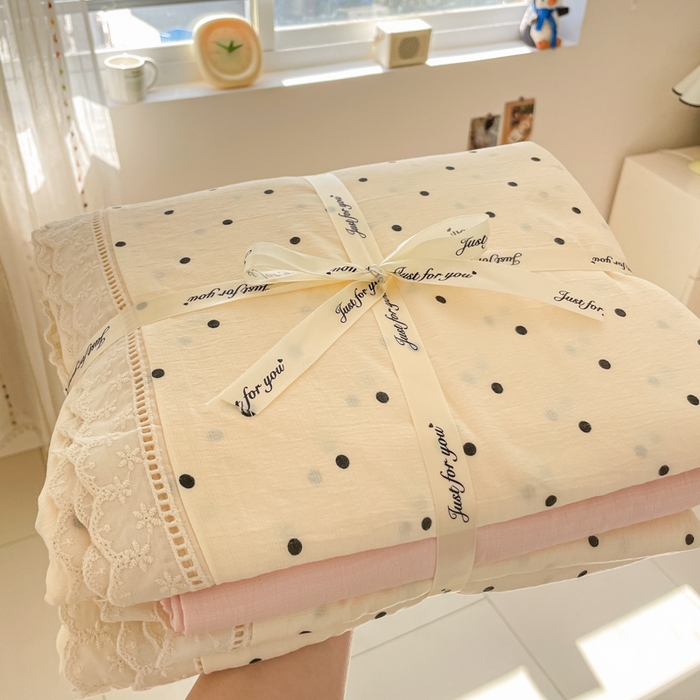 91家纺网 家纺一手货源 找家纺 玉海棠家纺 2025新款云感双层纱花边四件套 花边-初恋