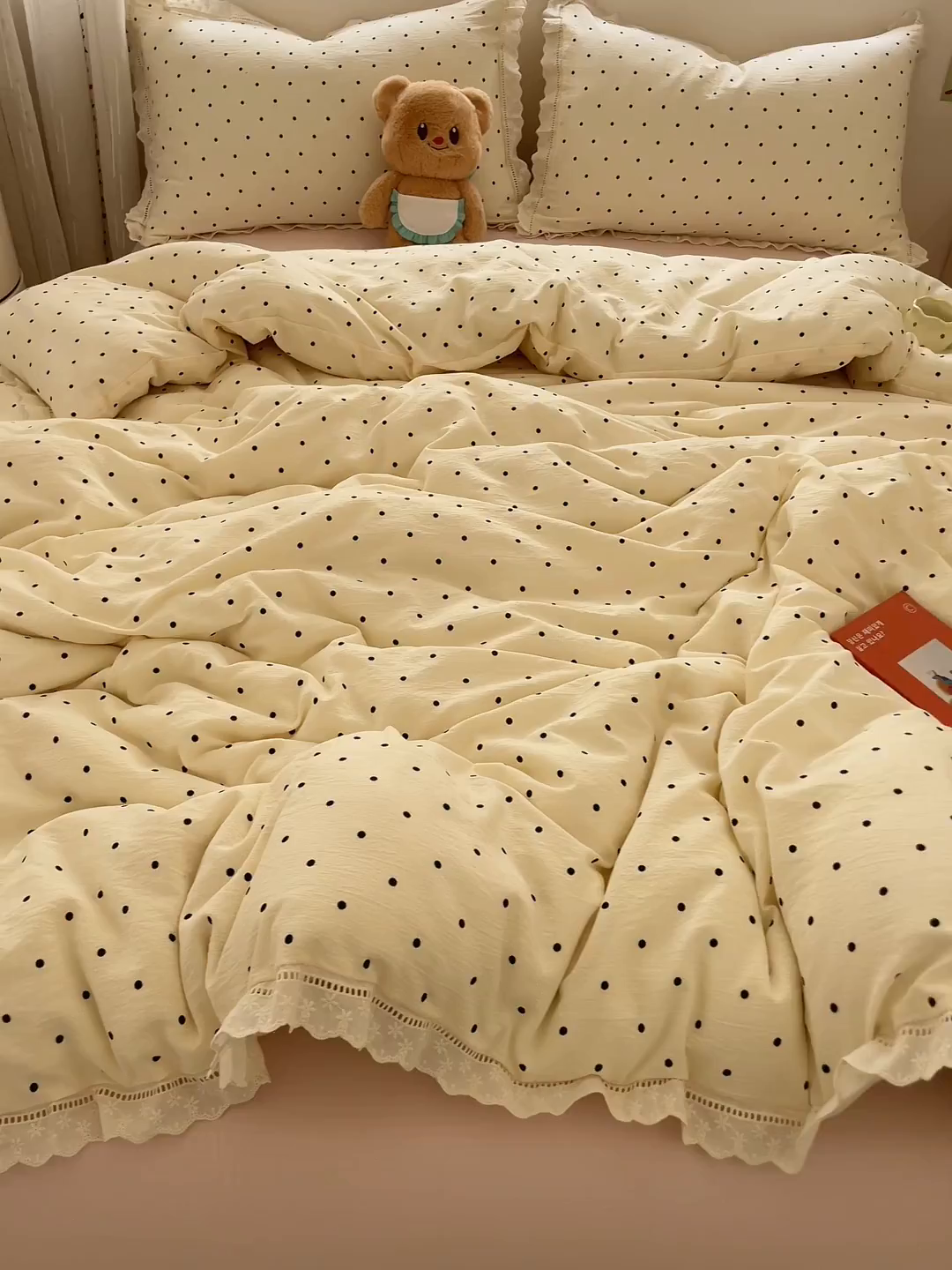 91家纺网 家纺一手货源 找家纺 玉海棠家纺 2025新款云感双层纱花边四件套 花边-初恋