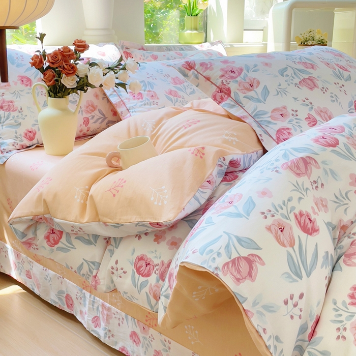 91家纺网 家纺一手货源 找家纺 （总）铭博家纺 2025新款直播爆款全棉纯棉四件套 吊边一字绣工艺款四件套