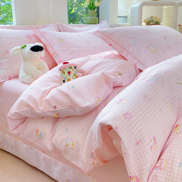 铭博家纺 2025新款直播爆款全棉纯棉四件套 吊边一字绣工艺款四件套 恋恋吉米