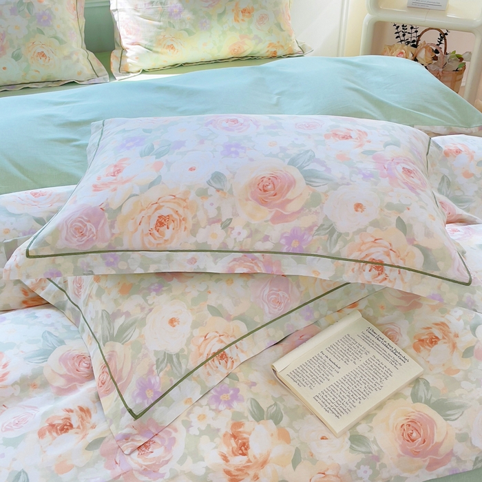 91家纺网 家纺一手货源 找家纺 （总）铭博家纺 2025新款直播爆款全棉纯棉四件套 吊边一字绣工艺款四件套