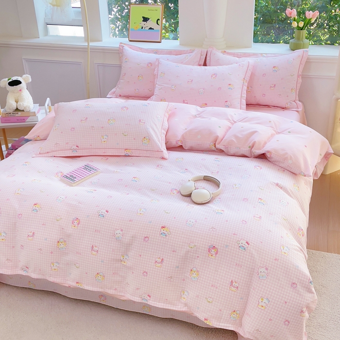 91家纺网 家纺一手货源 找家纺 铭博家纺 2025新款直播爆款全棉纯棉四件套 吊边一字绣工艺款四件套 恋恋吉米