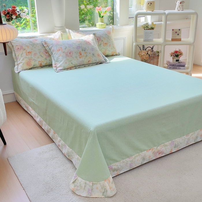 91家纺网 家纺一手货源 找家纺 （总）铭博家纺 2025新款直播爆款全棉纯棉四件套 吊边一字绣工艺款四件套