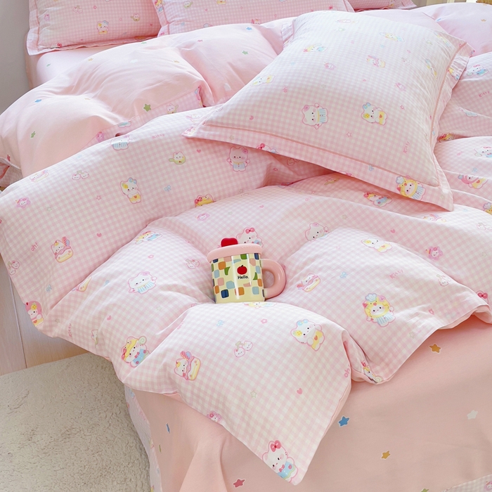 91家纺网 家纺一手货源 找家纺 铭博家纺 2025新款直播爆款全棉纯棉四件套 吊边一字绣工艺款四件套 恋恋吉米