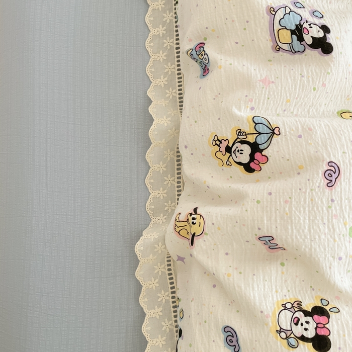 91家纺网 家纺一手货源 找家纺 玉海棠家纺 2025新款云感双层纱花边四件套 花边-米奇