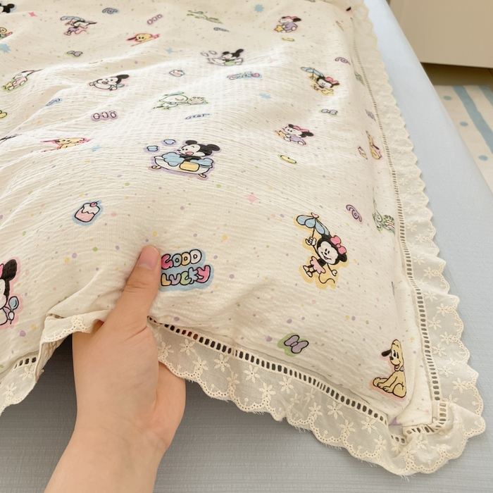 91家纺网 家纺一手货源 找家纺 玉海棠家纺 2025新款云感双层纱花边四件套 花边-米奇