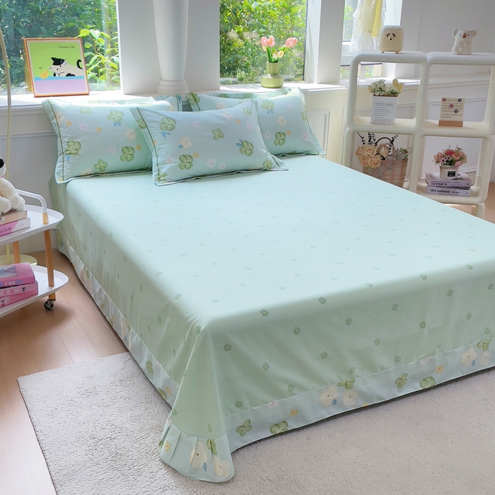 91家纺网 家纺一手货源 找家纺 铭博家纺 2025新款直播爆款全棉纯棉四件套 吊边一字绣工艺款四件套 荏苒花间