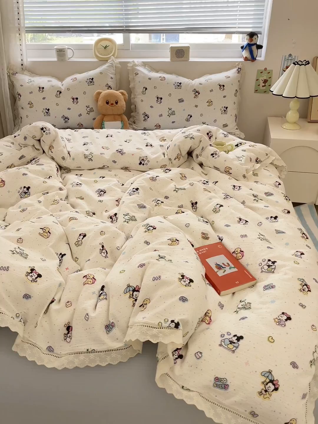 91家纺网 家纺一手货源 找家纺 玉海棠家纺 2025新款云感双层纱花边四件套 花边-米奇