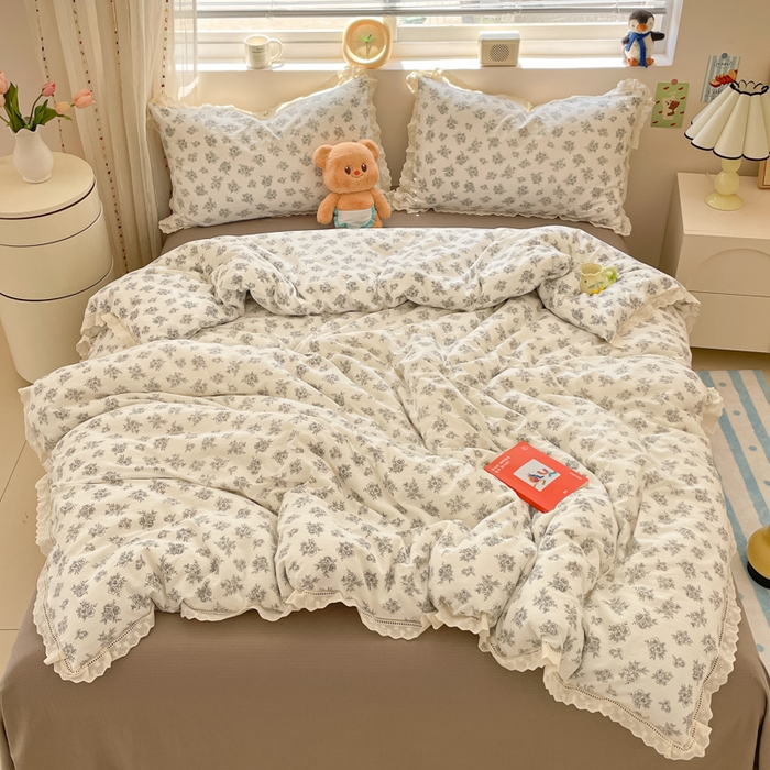 玉海棠家纺 2025新款云感双层纱花边四件套 花边-茉片