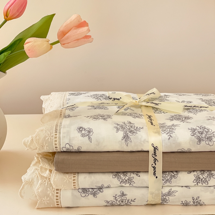 91家纺网 家纺一手货源 找家纺 玉海棠家纺 2025新款云感双层纱花边四件套 花边-茉片