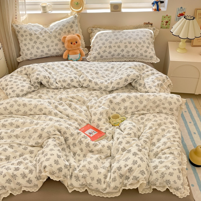 91家纺网 家纺一手货源 找家纺 玉海棠家纺 2025新款云感双层纱花边四件套 花边-茉片