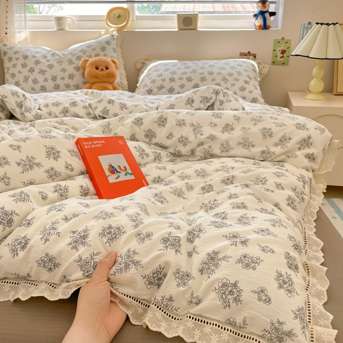 91家纺网 家纺一手货源 找家纺 玉海棠家纺 2025新款云感双层纱花边四件套 花边-茉片