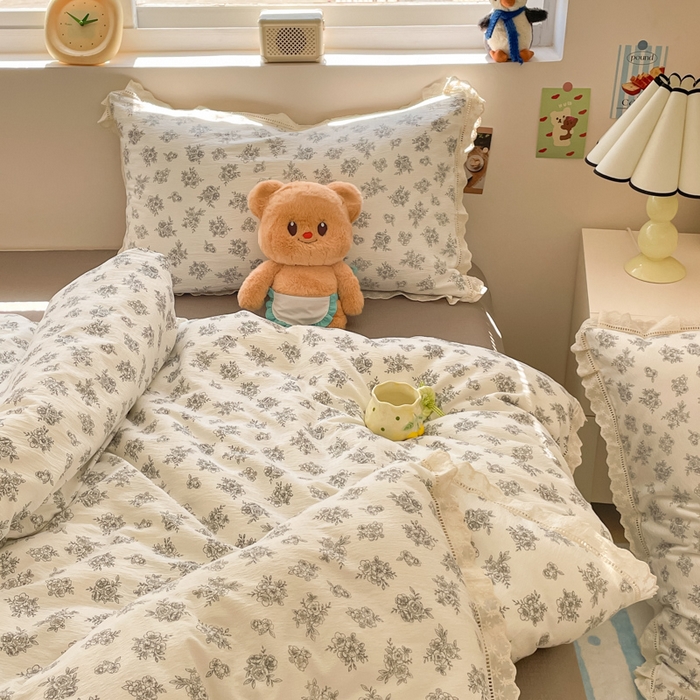 91家纺网 家纺一手货源 找家纺 玉海棠家纺 2025新款云感双层纱花边四件套 花边-茉片