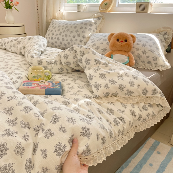 91家纺网 家纺一手货源 找家纺 玉海棠家纺 2025新款云感双层纱花边四件套 花边-茉片