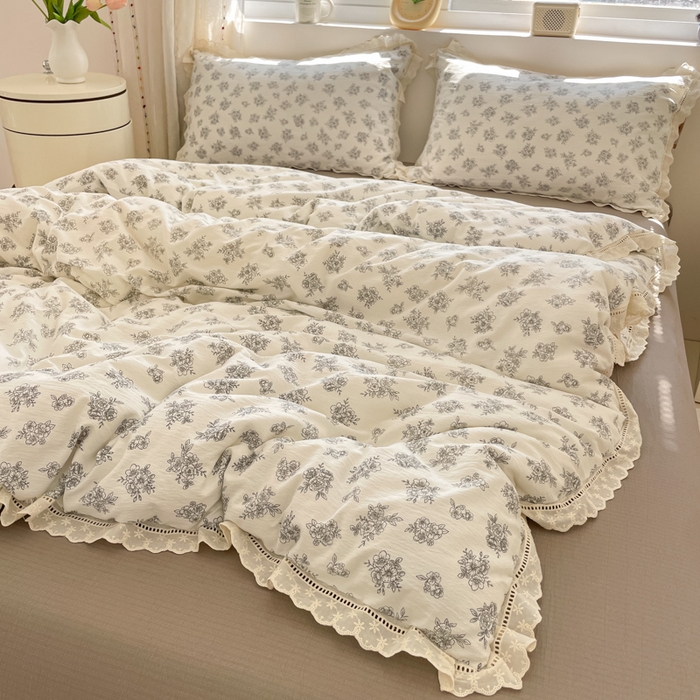 91家纺网 家纺一手货源 找家纺 玉海棠家纺 2025新款云感双层纱花边四件套 花边-茉片