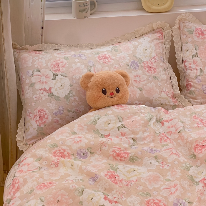 91家纺网 家纺一手货源 找家纺 玉海棠家纺 2025新款云感双层纱花边四件套 花边-莫奈