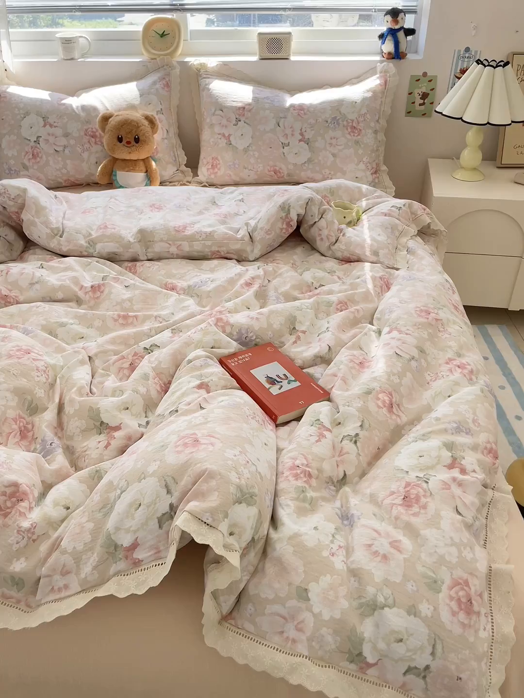 91家纺网 家纺一手货源 找家纺 玉海棠家纺 2025新款云感双层纱花边四件套 花边-莫奈