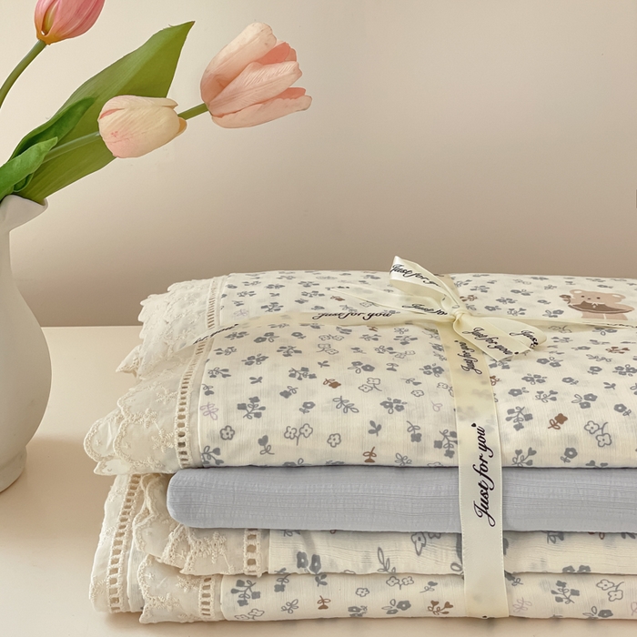 91家纺网 家纺一手货源 找家纺 玉海棠家纺 2025新款云感双层纱花边四件套 花边-诺言兔兔