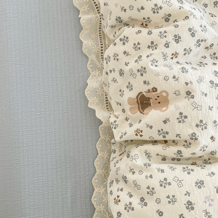 91家纺网 家纺一手货源 找家纺 玉海棠家纺 2025新款云感双层纱花边四件套 花边-诺言兔兔