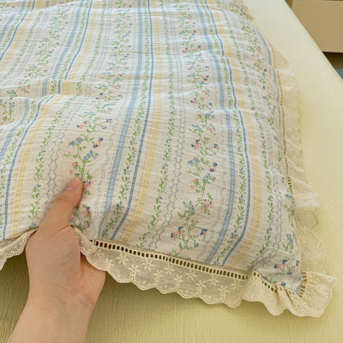 91家纺网 家纺一手货源 找家纺 玉海棠家纺 2025新款云感双层纱花边四件套 花边-晴天