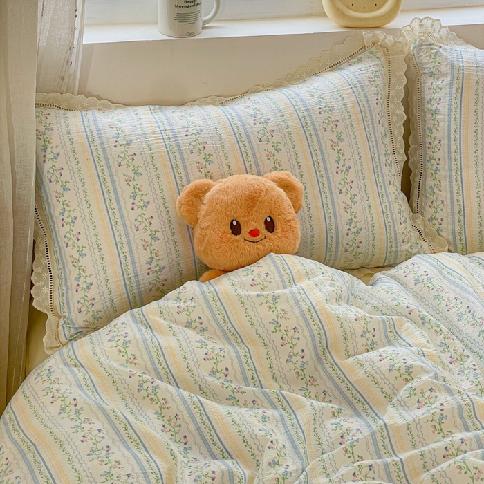 91家纺网 家纺一手货源 找家纺 玉海棠家纺 2025新款云感双层纱花边四件套 花边-晴天