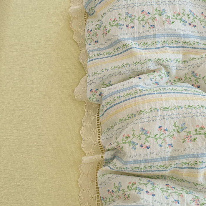 91家纺网 家纺一手货源 找家纺 玉海棠家纺 2025新款云感双层纱花边四件套 花边-晴天