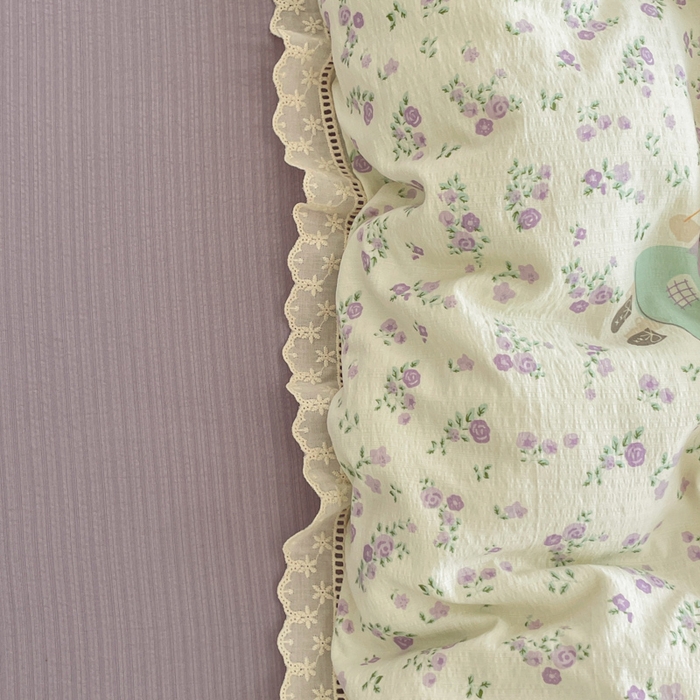 91家纺网 家纺一手货源 找家纺 玉海棠家纺 2025新款云感双层纱花边四件套 花边-桃桃女孩