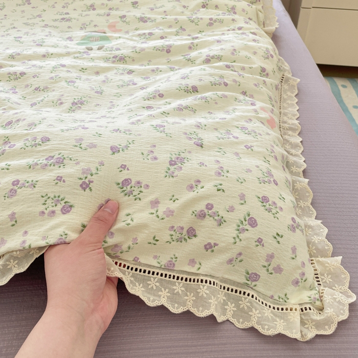 91家纺网 家纺一手货源 找家纺 玉海棠家纺 2025新款云感双层纱花边四件套 花边-桃桃女孩