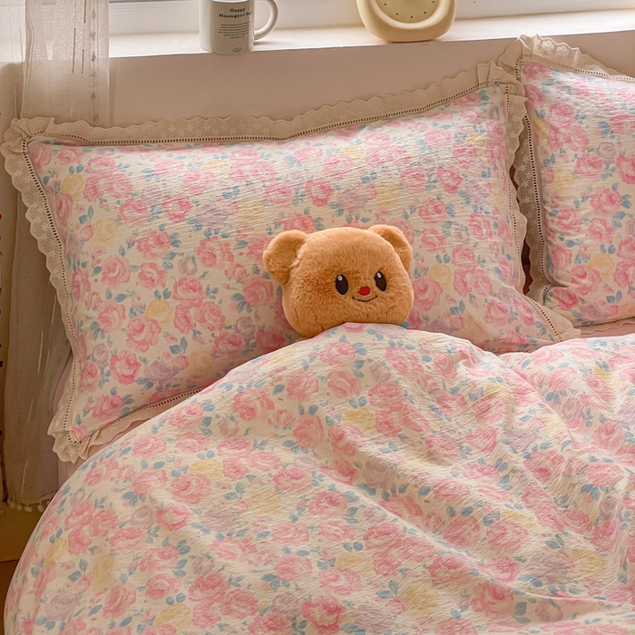 91家纺网 家纺一手货源 找家纺 玉海棠家纺 2025新款云感双层纱花边四件套 花边-晚香玉