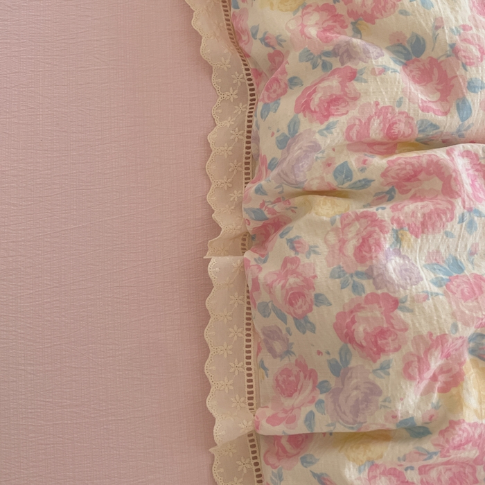 91家纺网 家纺一手货源 找家纺 玉海棠家纺 2025新款云感双层纱花边四件套 花边-晚香玉