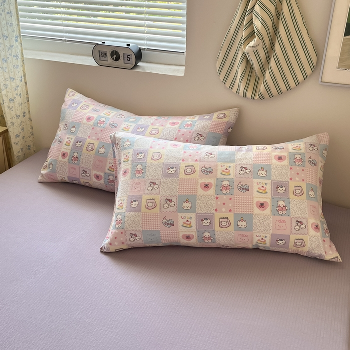 91家纺网 家纺一手货源 找家纺 玉海棠家纺 2025新款云感提花双层纱印花系列四件套-场景一 格格西高地