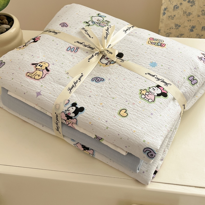 玉海棠家纺 2025新款云感提花双层纱印花系列四件套-场景一 米奇