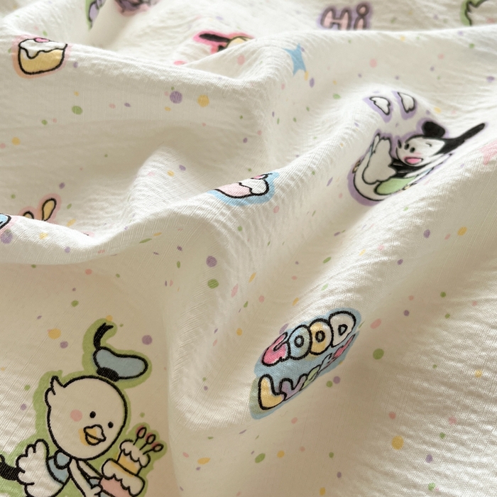 91家纺网 家纺一手货源 找家纺 玉海棠家纺 2025新款云感提花双层纱印花系列四件套-场景一 米奇