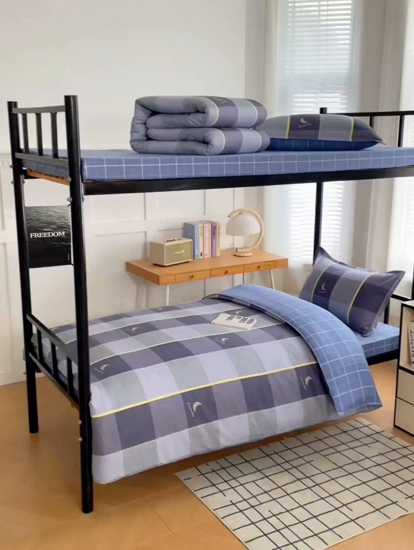 91家纺网 家纺一手货源 找家纺 锦润 2025新款印花12868全棉学生宿舍三件套纯棉六件套达芬奇-灰