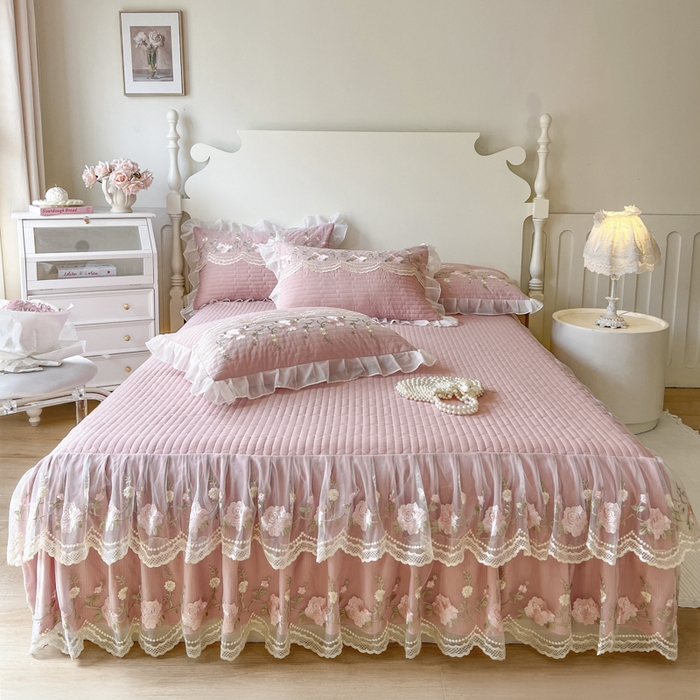 91家纺网 家纺一手货源 找家纺 恋尚 2025新款木棉蕾丝床裙单品床裙床裙单件-泡芙（控价135起） 泡芙-豆沙