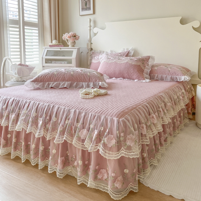 91家纺网 家纺一手货源 找家纺 恋尚 2025新款木棉蕾丝床裙单品床裙床裙单件-泡芙（控价135起） 泡芙-豆沙