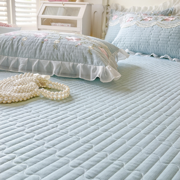 91家纺网 家纺一手货源 找家纺 恋尚 2025新款木棉蕾丝床裙单品床裙床裙单件-泡芙（控价135起） 泡芙-清新蓝