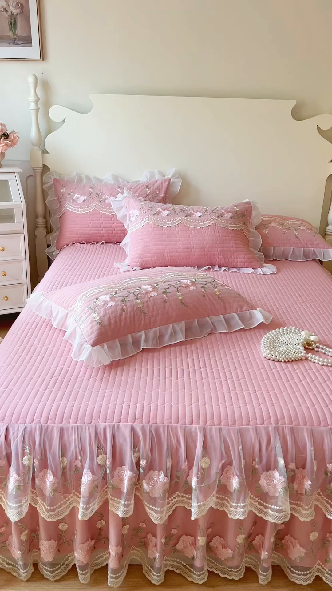 91家纺网 家纺一手货源 找家纺 恋尚 2025新款木棉蕾丝床裙单品床裙床裙单件-泡芙（控价135起） 泡芙-豆沙