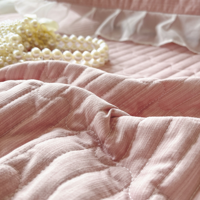 91家纺网 家纺一手货源 找家纺 恋尚 2025新款木棉蕾丝床裙四件套-泡芙 泡芙-豆沙