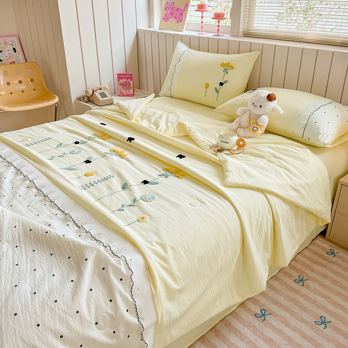 91家纺网 家纺一手货源 找家纺 （总）梧桐家居 2024新款全棉磨毛刺绣四件套-糖果小猫