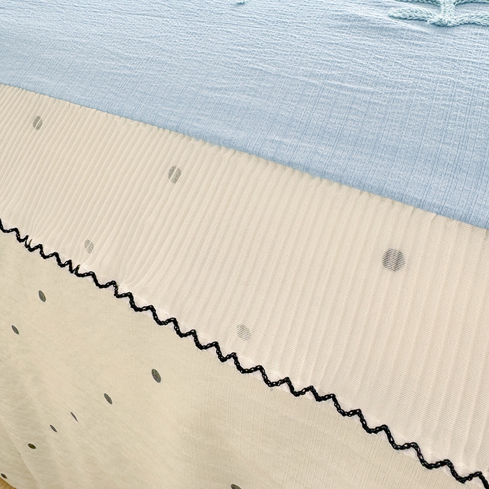 91家纺网 家纺一手货源 找家纺 梧桐家居 2025爆款小清新绣花蕾丝边全棉夏被夏凉被空调被四件套 安娜花园 安娜花园-天蓝