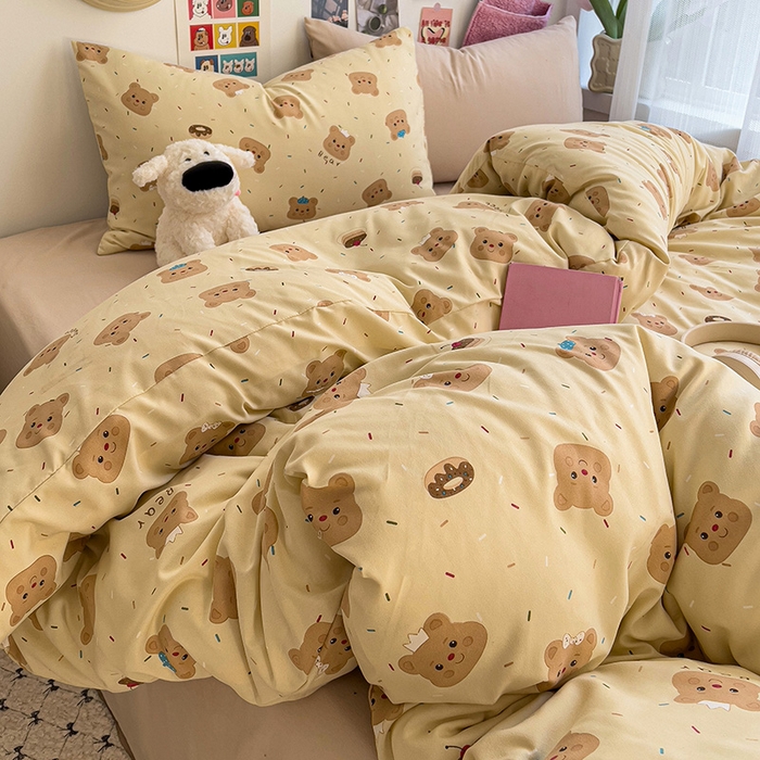 91家纺网 家纺一手货源 找家纺 （总）韩巢家纺 2025新款水洗棉印花被套床单四件套学生宿舍床上三件套 -提供卖家秀