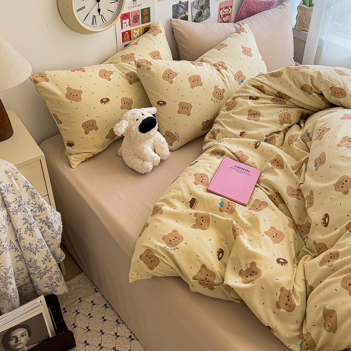 91家纺网 家纺一手货源 找家纺 （总）韩巢家纺 2025新款水洗棉印花被套床单四件套学生宿舍床上三件套 -提供卖家秀