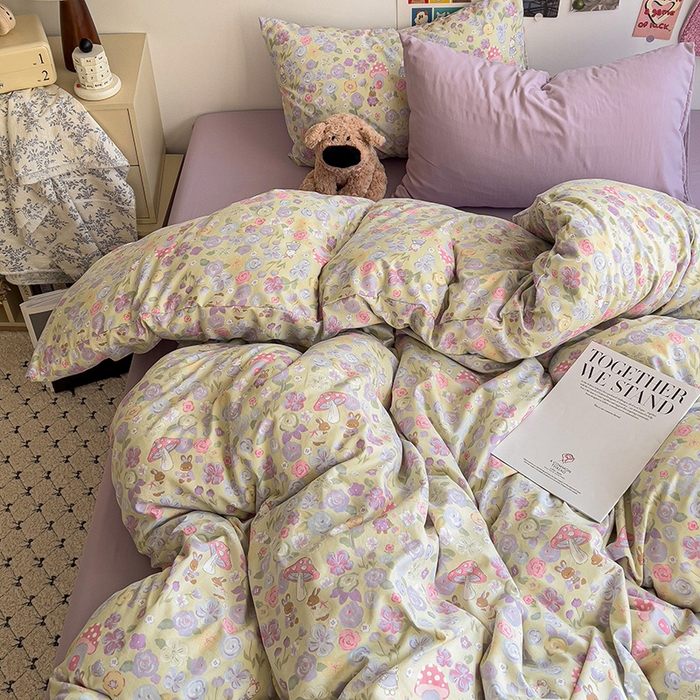 91家纺网 家纺一手货源 找家纺 韩巢家纺 2025新款水洗棉印花被套床单四件套学生宿舍床上三件套 -提供卖家秀 兔漫画报