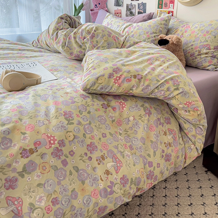 91家纺网 家纺一手货源 找家纺 韩巢家纺 2025新款水洗棉印花被套床单四件套学生宿舍床上三件套 -提供卖家秀 兔漫画报